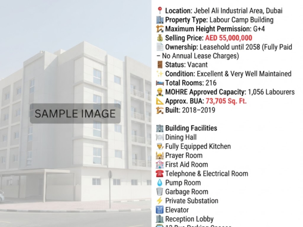 Labour Camp for Sale G+4 | Jebel Ali Industrial Area