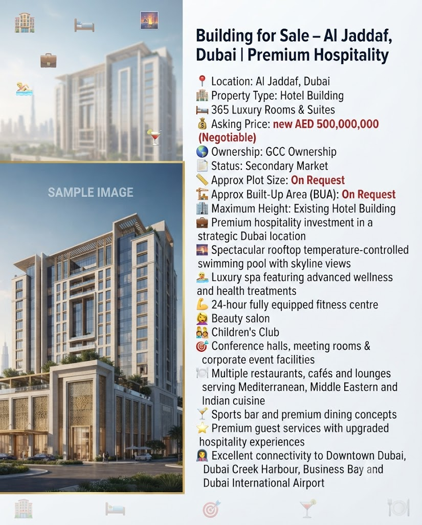 Building for Sale – Al Jaddaf, Dubai | Premium Hospitality