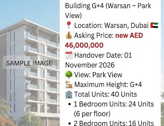 WARSAN G+4 RESIDENTIAL BUILDING FOR SALE PARK VIEW