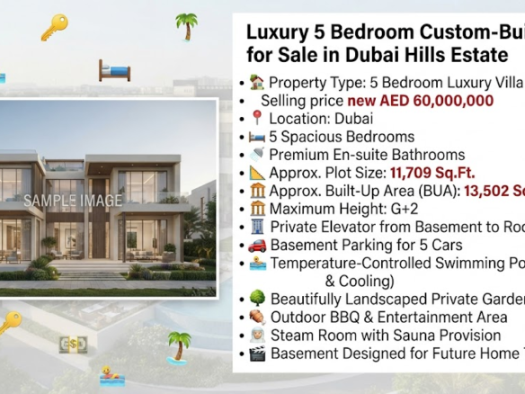 Luxury 5 Bedroom Custom-Built Villa for Sale in Dubai Hills Estate
