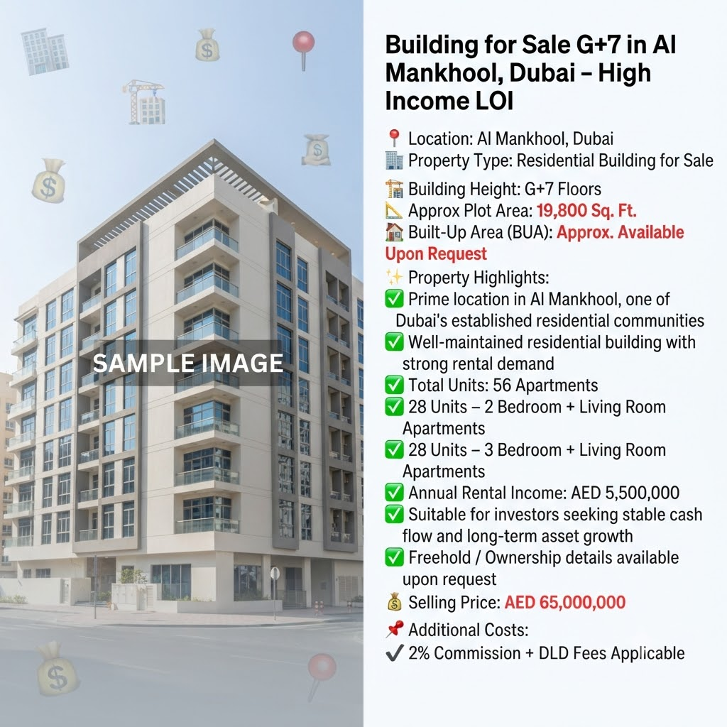 Building for Sale G+7 in Al Mankhool, Dubai – High Income LOI