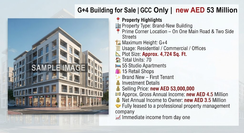 G+4 Building for Sale | GCC Only | AED 53 Million