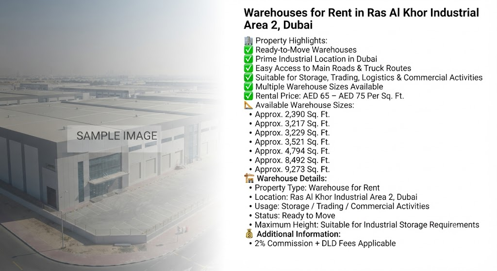 Warehouses for Rent in Ras Al Khor Industrial Area 2, Dubai