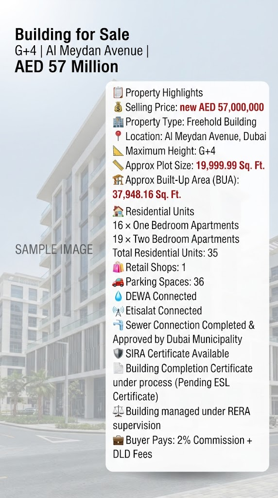 Building for Sale G+4 | Al Meydan Avenue | AED 57 Million
