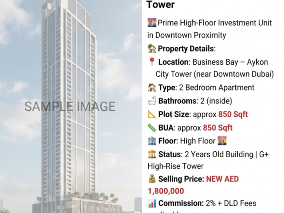 Modern 2BR Apartment in Business Bay – Aykon City Tower