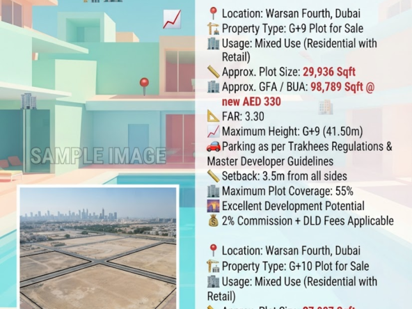 2 Mixed-Use Residential with Retail plots for Sale in Warsan 4