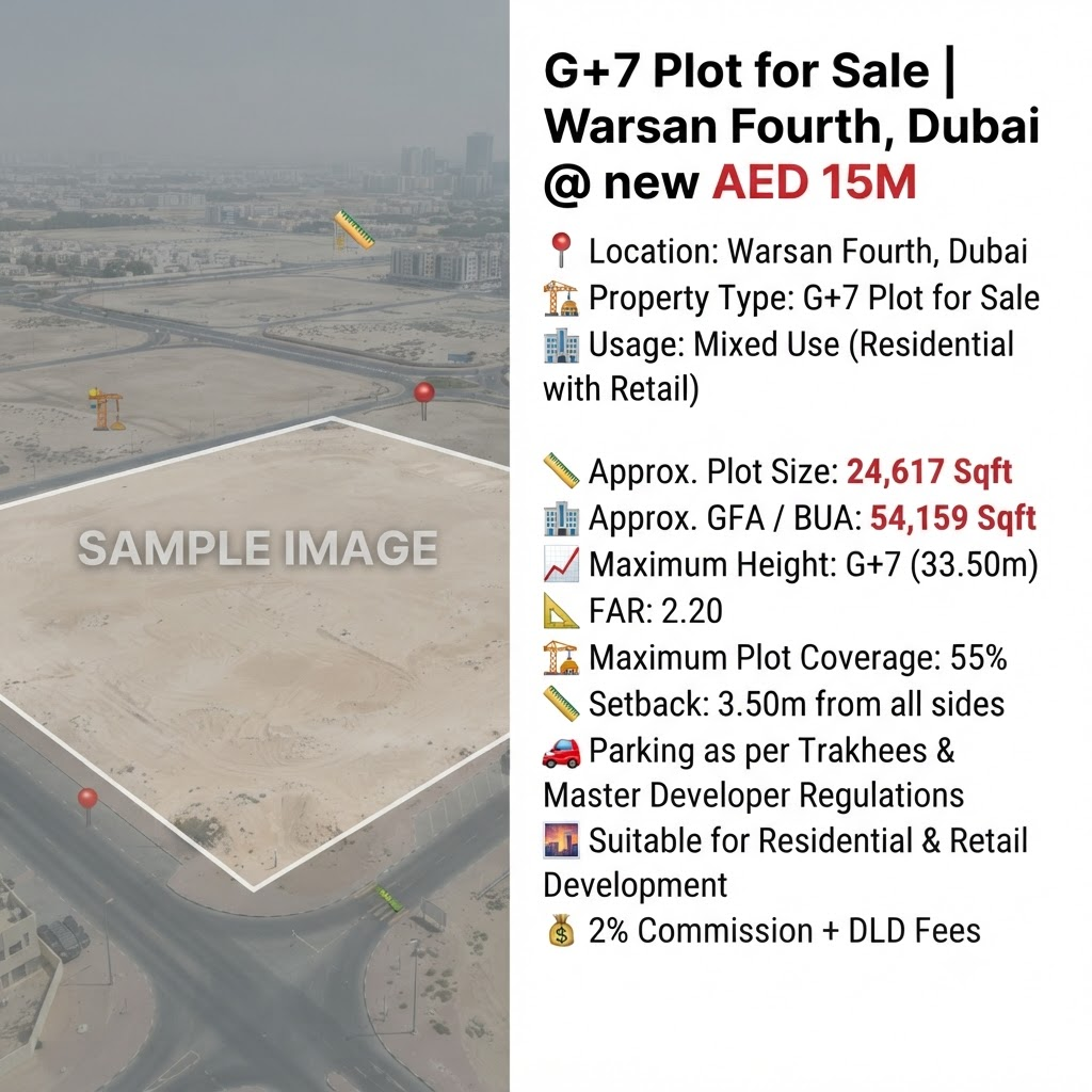 G+7 Plot for Sale | Warsan Fourth, Dubai