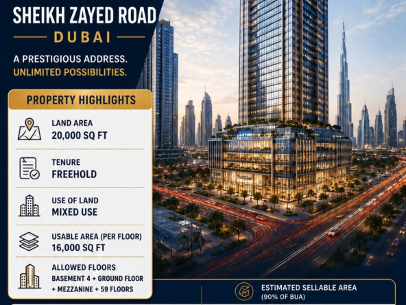 G+59 Mixed-Use Plot for Sale on Sheikh Zayed Road, Dubai