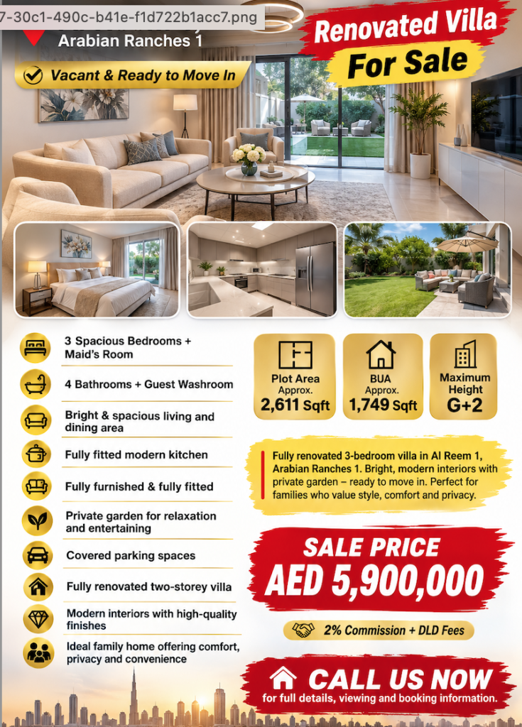 Renovated 3-Bedroom Villa for Sale | Al Reem 1, Arabian Ranches