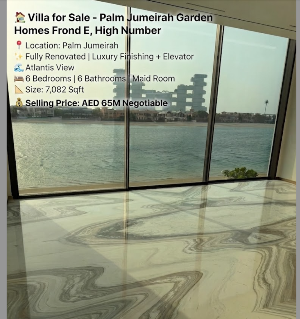 6-Bedroom Villa for Sale in Palm Jumeirah Garden Homes Frond E