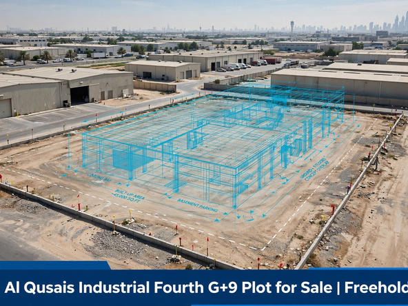 Al Qusais Industrial Fourth G+9 Plot for Sale | Freehold