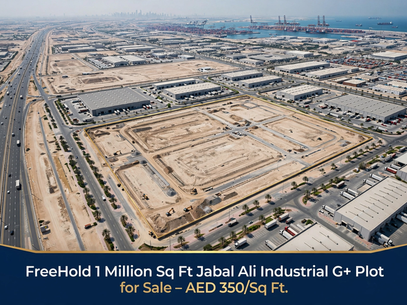 FreeHold 1 Million Sq Ft Jabal Ali Industrial G+M Plot for Sale