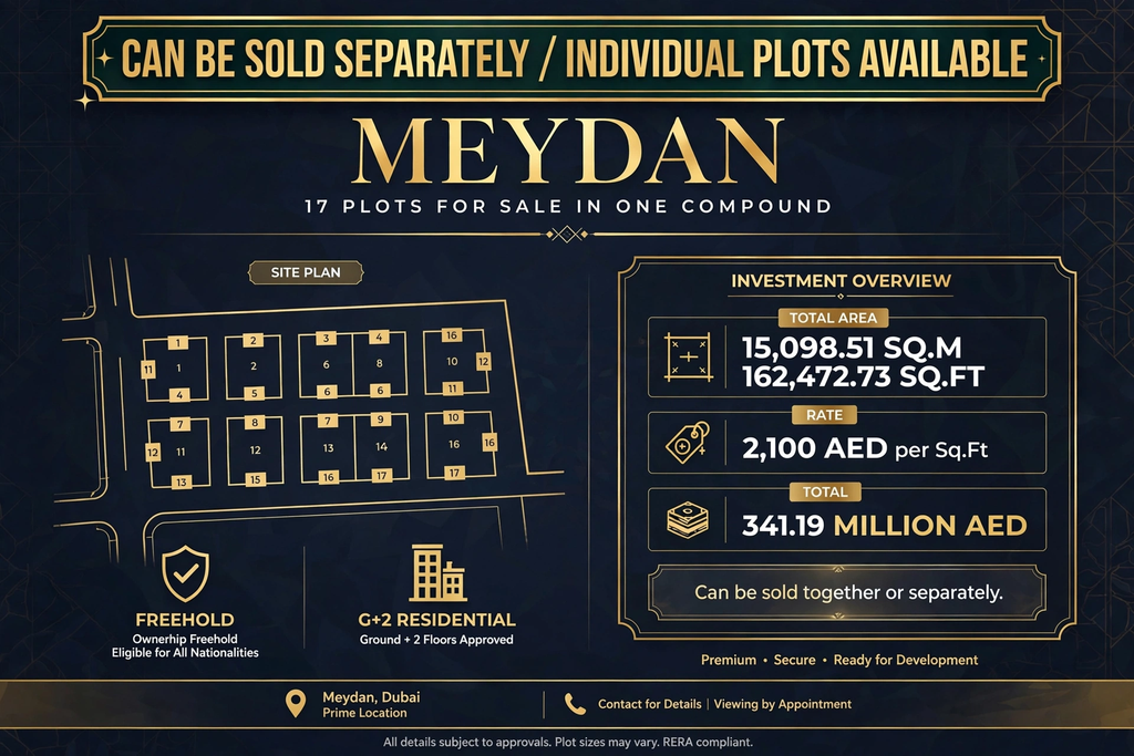 Freehold 17 Plots B+G +2+Roof for Sale in Meydan