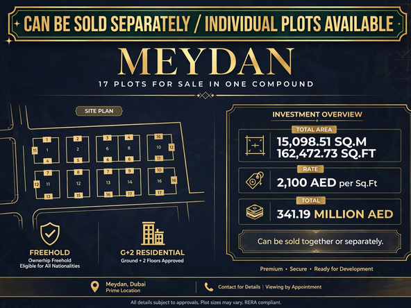 Freehold 17 Plots B+G +2+Roof for Sale in Meydan