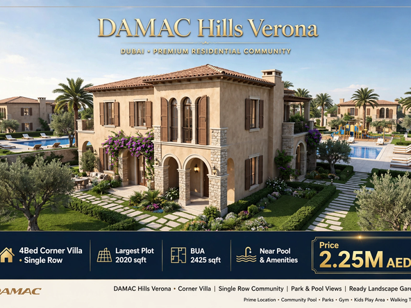 4-Bed Corner Villa for Sale in DAMAC Hills Verona | Single Row