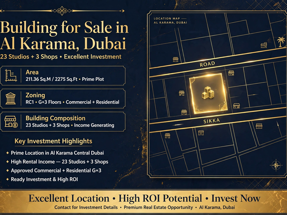 G+3 Building for Sale in Al Karama – 23 Studios & 3 Shops
