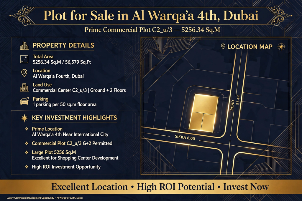 G+2 Commercial Plot for Sale in Al Warqa’a First, Dubai