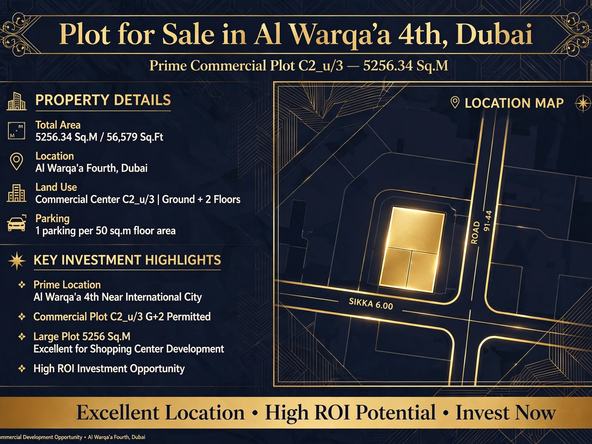 G+2 Commercial Plot for Sale in Al Warqa’a First, Dubai