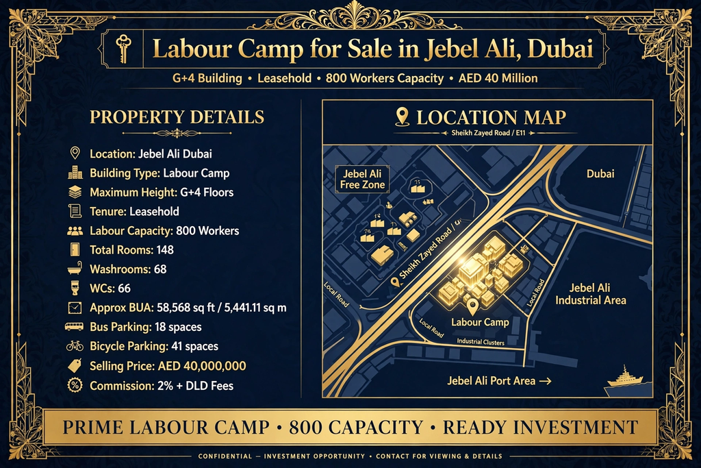 Labour Accommodation for Sale G+4 Jebel Ali – Labour Camp