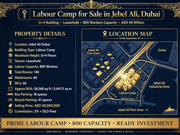 Labour Accommodation for Sale G+4 Jebel Ali – Labour Camp
