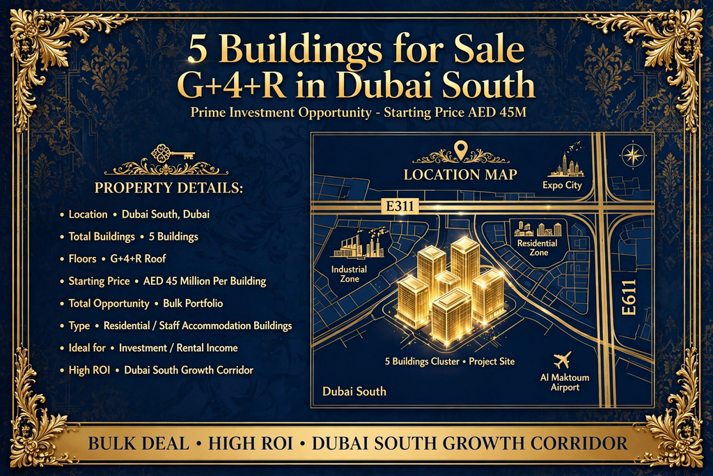 5 Buildings for Sale G+4+R in Dubai South