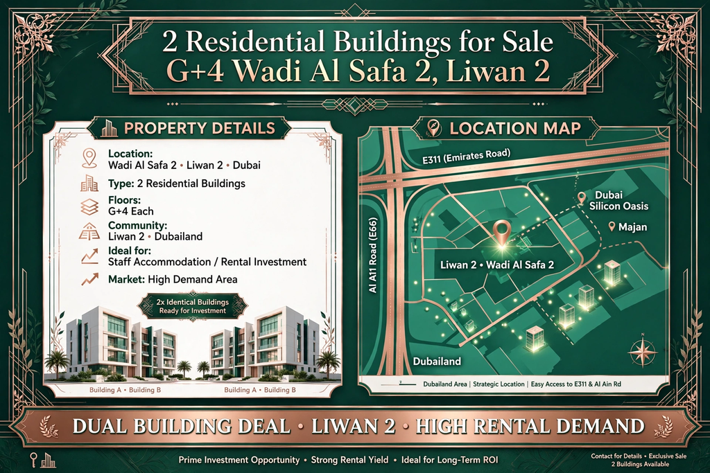 2 Residential Buildings for Sale G+4 – Wadi Al Safa 2, Liwan 2
