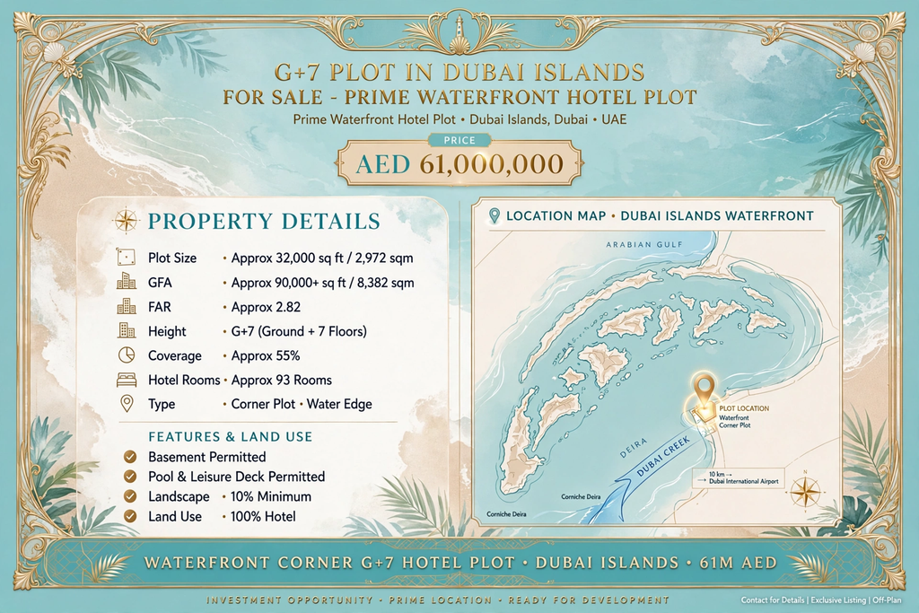 G+7 Plot in Dubai Islands for Sale – Prime Waterfront Hotel Plot