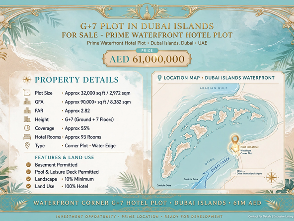 G+7 Plot in Dubai Islands for Sale – Prime Waterfront Hotel Plot