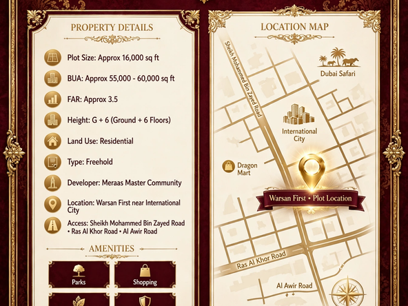 G+6 Residential Plot for Sale in Warsan First, Dubai