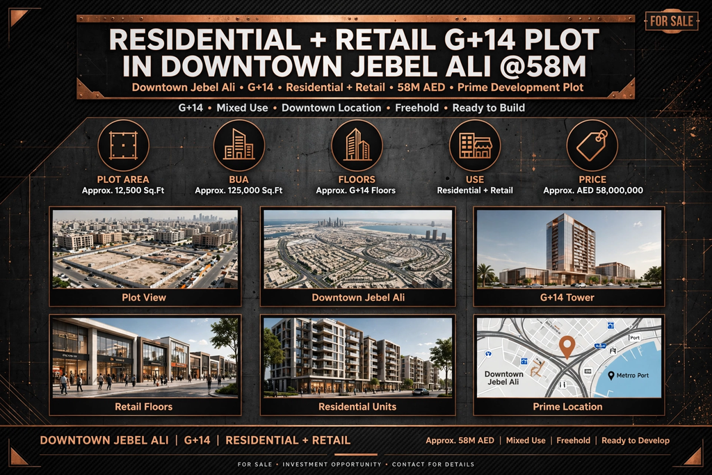 Residential + Retail G+14 Plot in Downtown Jebel Ali