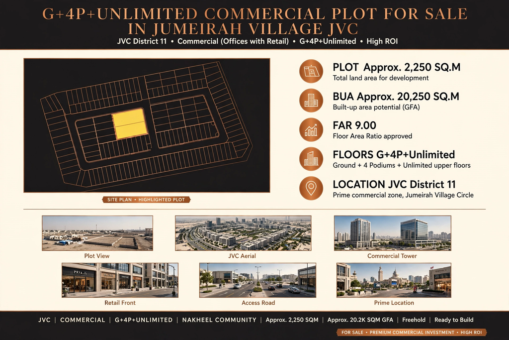 G+4P+Unlimited Commercial Plot for Sale in Jumeirah Village JVC