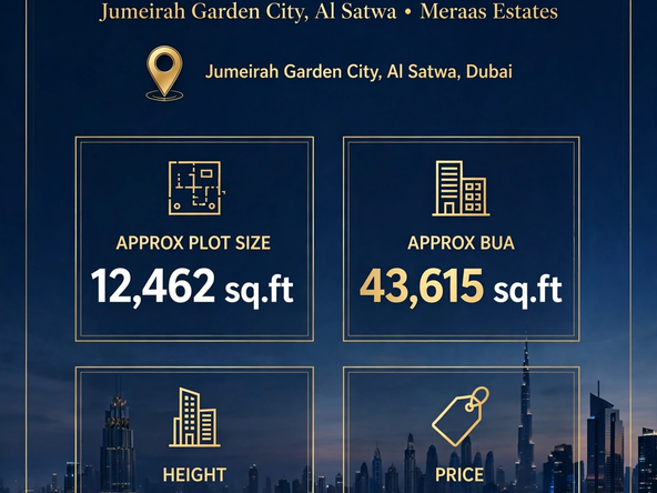 G+8 Plot for Sale in Jumeirah Garden City, Al Satwa | AED 42 Million