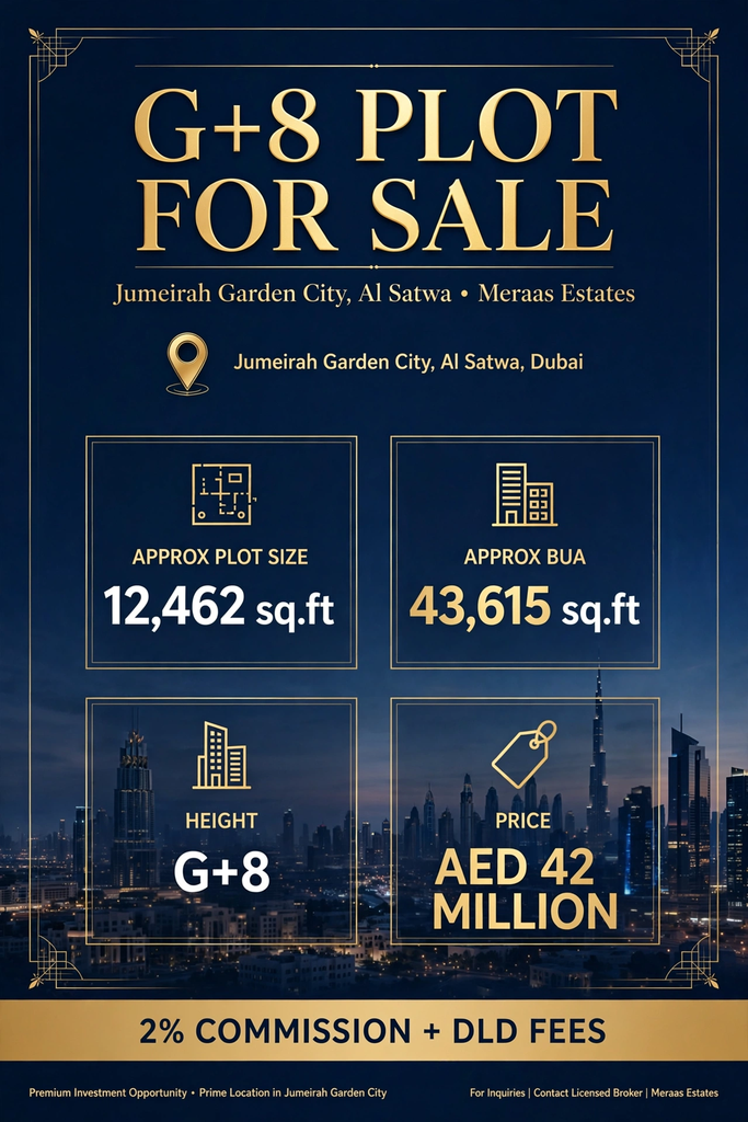 G+8 Plot for Sale in Jumeirah Garden City, Al Satwa | AED 42 Million