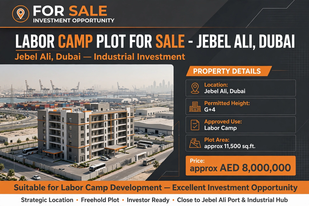 Labor Camp Plot for Sale Jebel Ali Dubai | G+4 | AED 8M