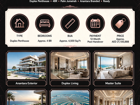 Ready 4-Bedroom Duplex Penthouses with 12-Month Post-Handover Payment Plan